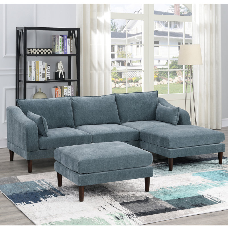 Sukkhu Reversible Sofa & Chaise with Ottoman, Mineral Polyester Blend