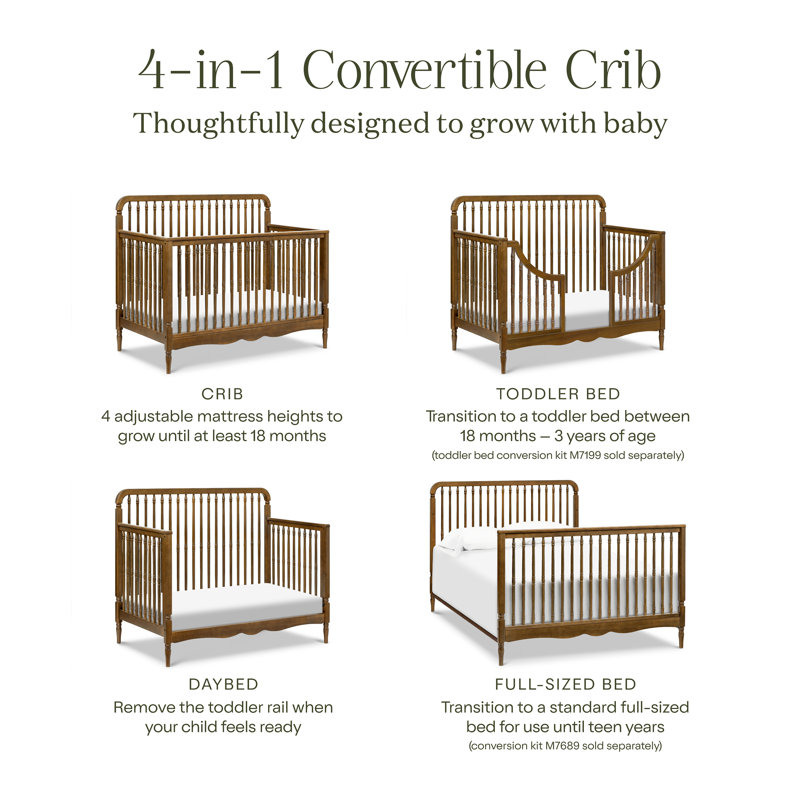 Liberty 4-in-1 Convertible Spindle Crib, Natural Walnut