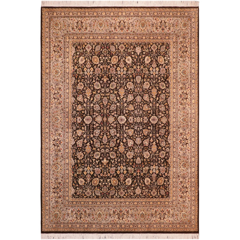 Tapis oriental noir / brun en laine noué à la main 8 pi 1 po x 10 pi 6 po Ozlynn