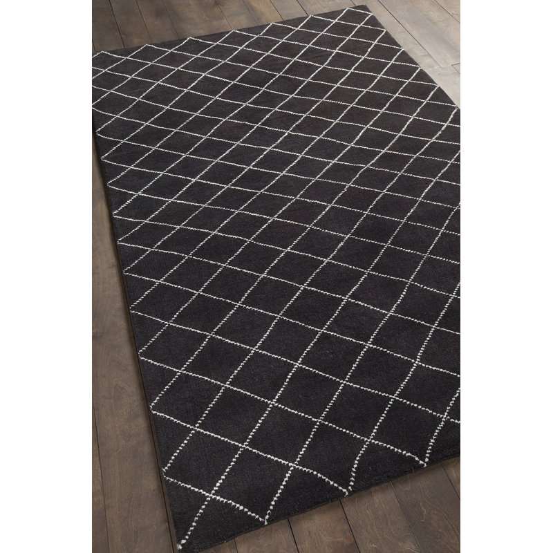 Gaia Hand Knotted Wool Geometric Area Rug in Brown/White, Rectangle 7'9" x 10'6"