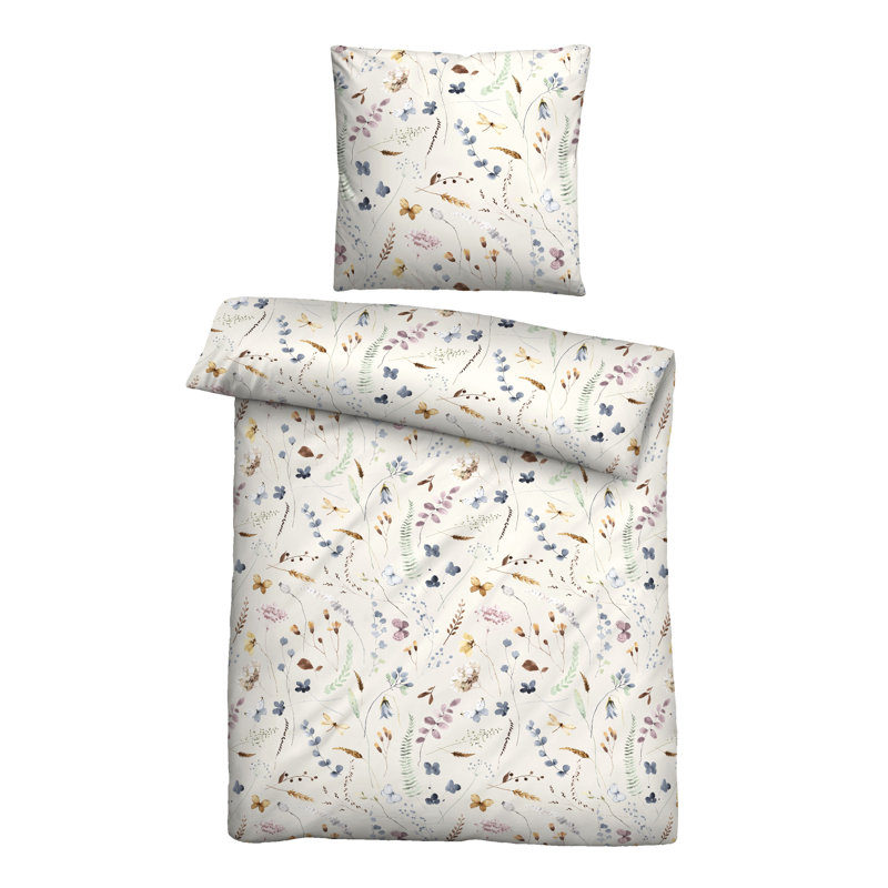 Cotton Floral Duvet Cover Set with Pillowcases, 155 x 220 cm