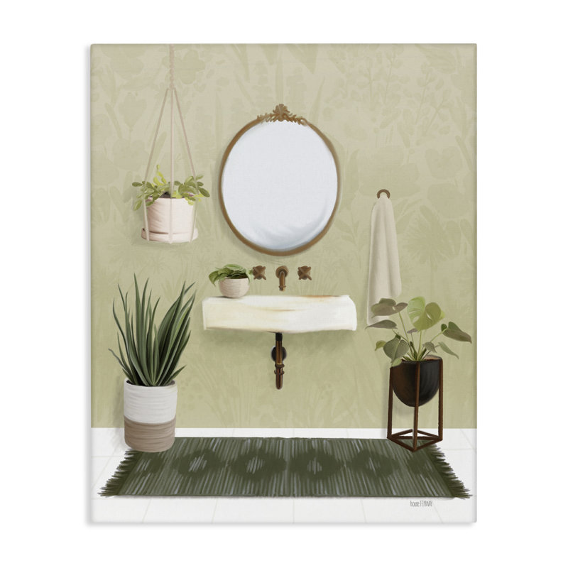 Toile apaisante avec plantes par House Fenway, H 40 po x l 30 po