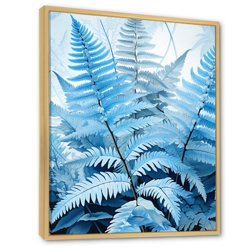 Herard Ferns Azure Dreams II - impression, H 44 po x l 34 po x P 1,5 po, Cadre naturel flottant