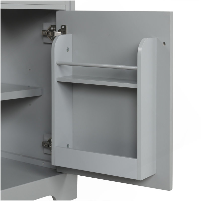 Meuble-lavabo de 20 po avec lavabo, armoire de salle de bain avec porte à fermeture douce, support de rangement et tablette réglable, gris