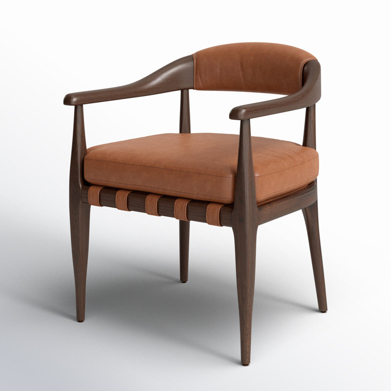 Dane Leather Upholstered Arm Chair, Terra Brown Oak Leather
