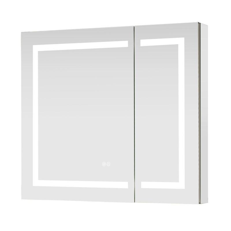Tiaya 36 in. W x 32 in. H Rectangular Medicine Cabinet with Aluminum Frameless LED Mirror