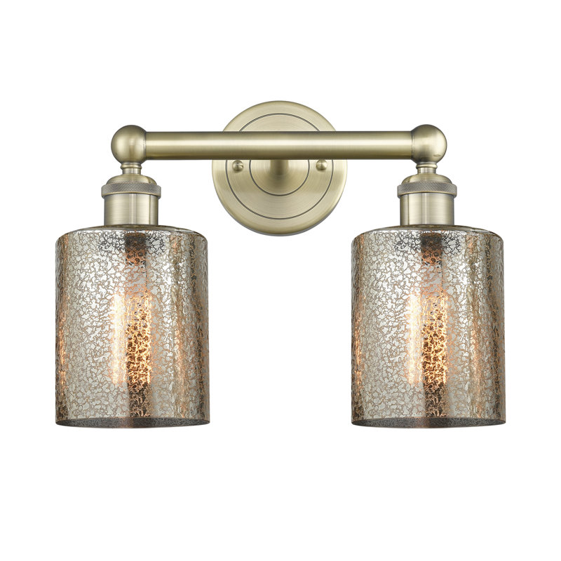 2 - Light Dimmable Vanity Light, Antique Brass, Mercury