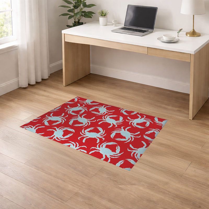 Tapis de bureau léger antidérapant Crabby, L 84 po x P 60 po, Rouge