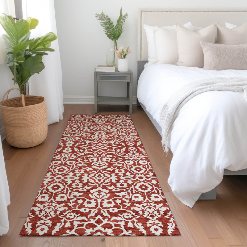 Premium Machine Washable Prisco Red Rug, Runner 2'3" x 7'6"