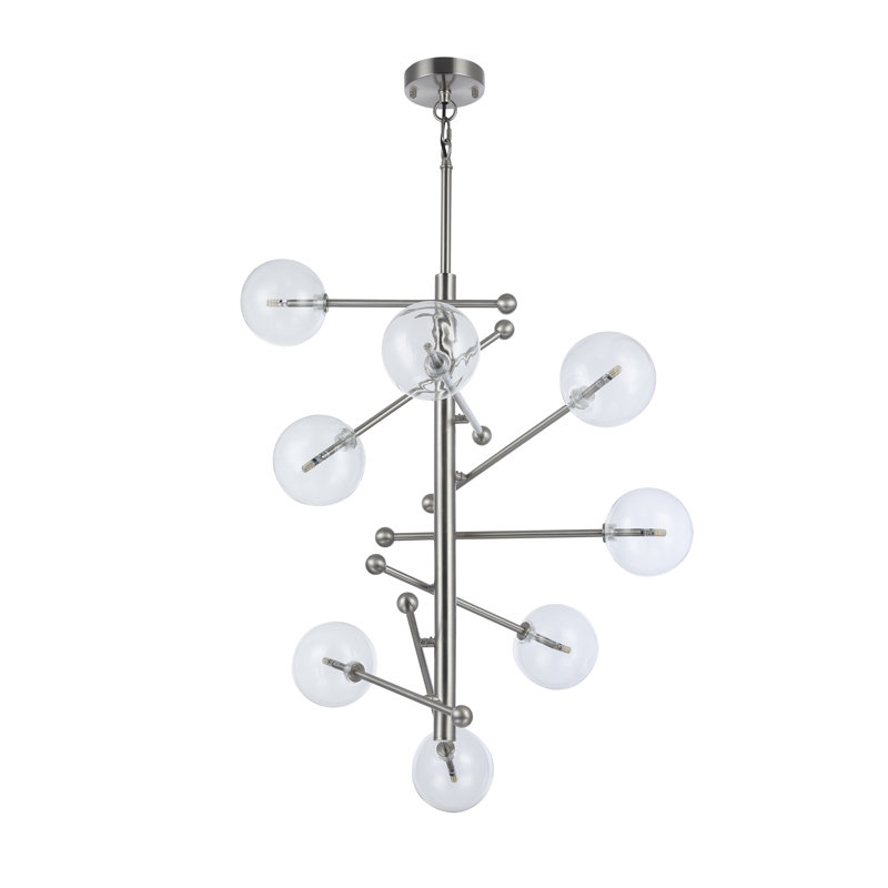 Lustre argenté à niveaux 8 lumières Tulum, Nickel brillant, 8 lumières