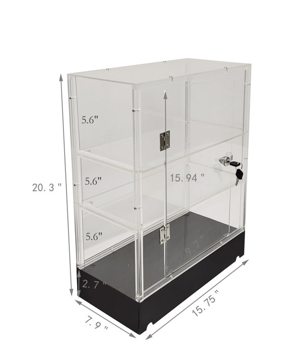 FixtureDisplays Clear Cabinet Acrylic Display Removable Shelf Case  Plexiglass Showcase with Lock and Key Transparent  Reviews Wayfair