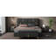 Ensemble de chambre à coucher 2 pièces, lit plateforme tapissier avec système de rangement hydraulique, repose-pieds de rangement avec pieds en métal, noir