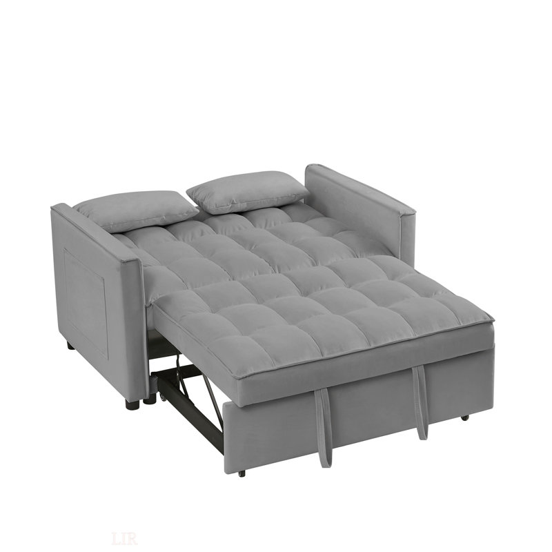 Design moderne, canapé-lit en velours (pieds de 7 cm), assemblage facile, Gris