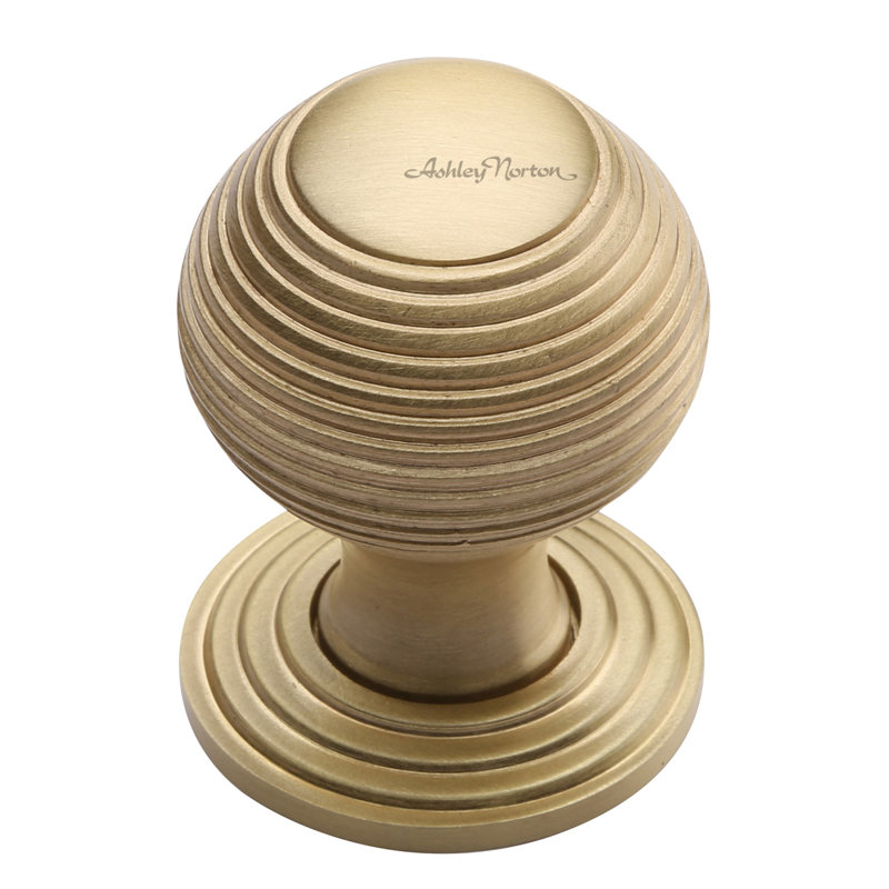 1 1/4" Diameter Round Knob, Satin Brass
