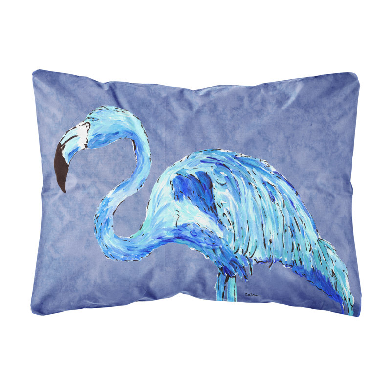 Coussin intérieur/extérieur bleu rectangulaire flamant rose