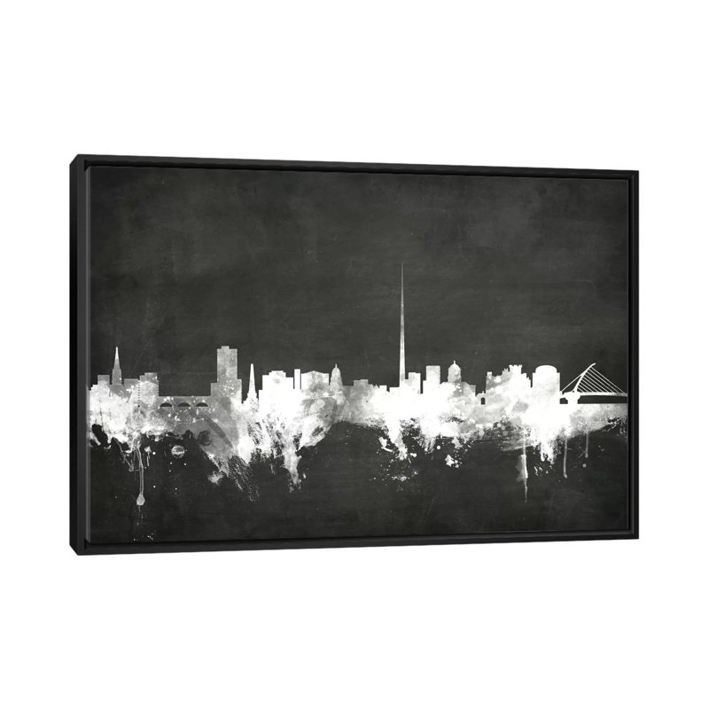 Blackboard Skyline Series: Dublin, République d'Irlande, impression sur toile tendue, H 40 po x l 60 po x P 1,5 po