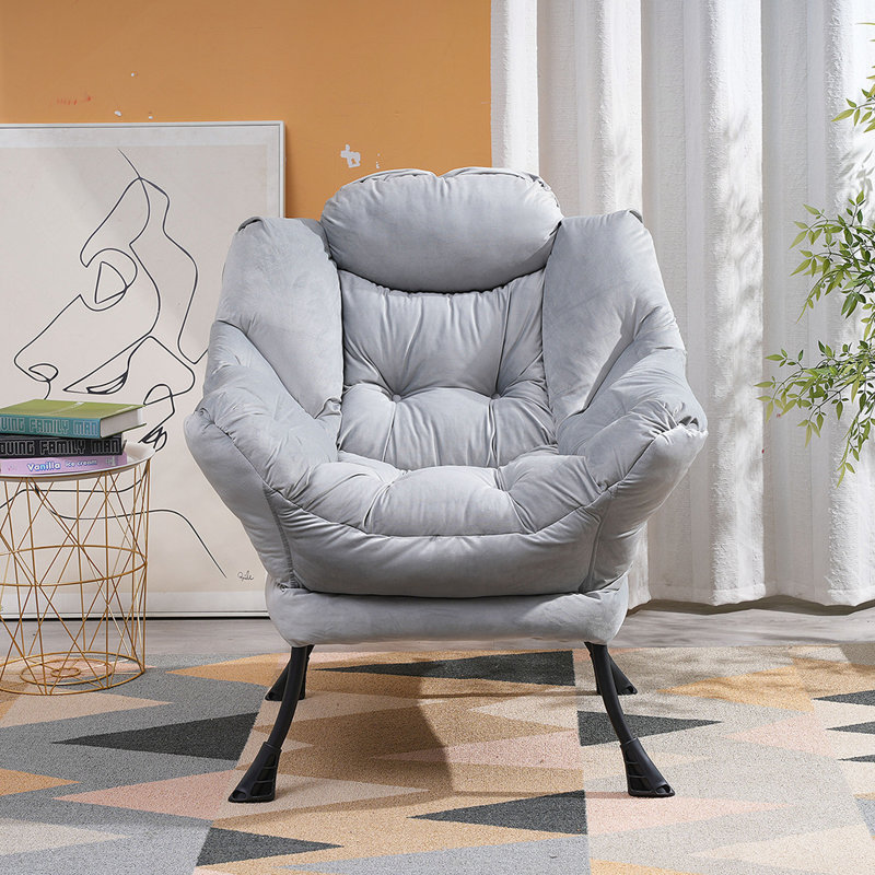 Chaise paresseuse moderne en tissu de coton, idéale pour la détente intérieure et extérieure, design contemporain