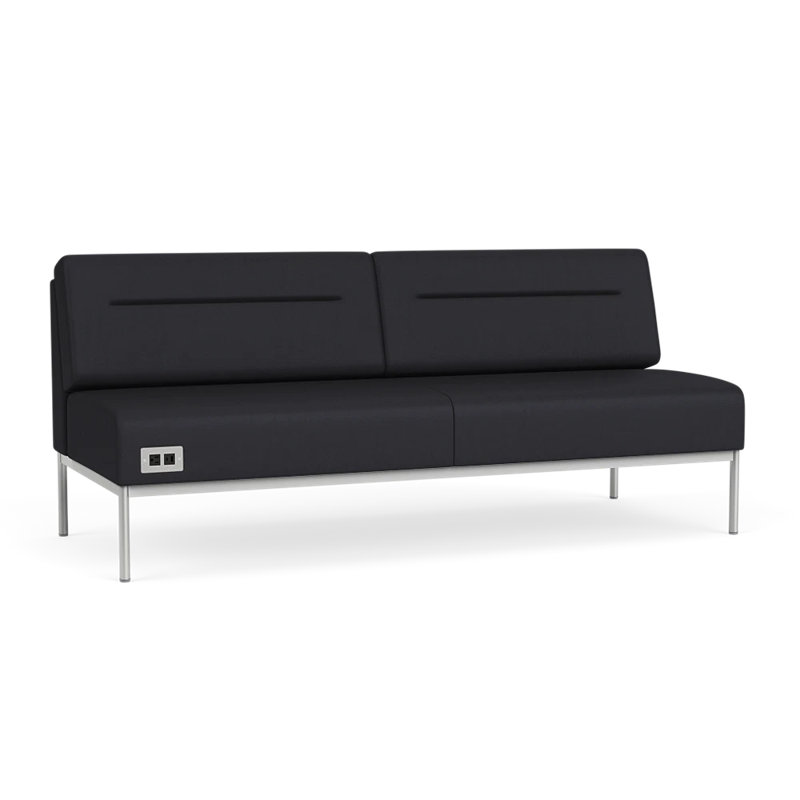 Canapé Darsey, Avec alimentation, Noir Patriot Plus, Argent argent