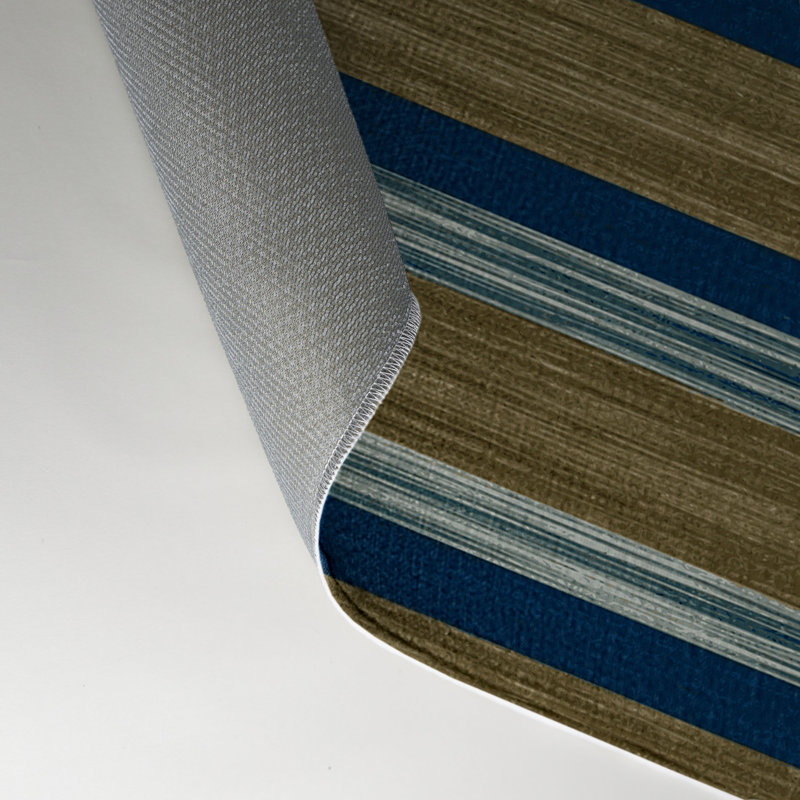 Tapis intérieur / extérieur brun HorizontalStripes, Rectangulaire 3 pi x 5 pi