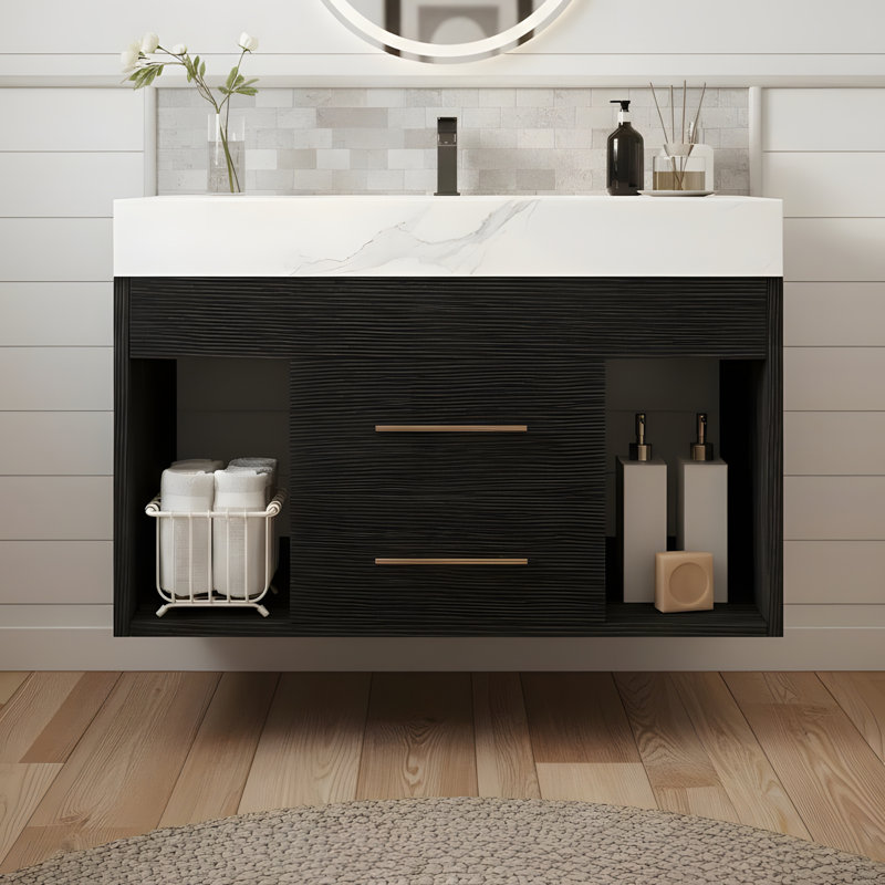 Meuble-lavabo flottant Modern, 30", Blanc