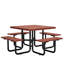 Ensemble de tables de patio spacieuses, salle à manger rustique en acier et bois massif pour la cour arrière
