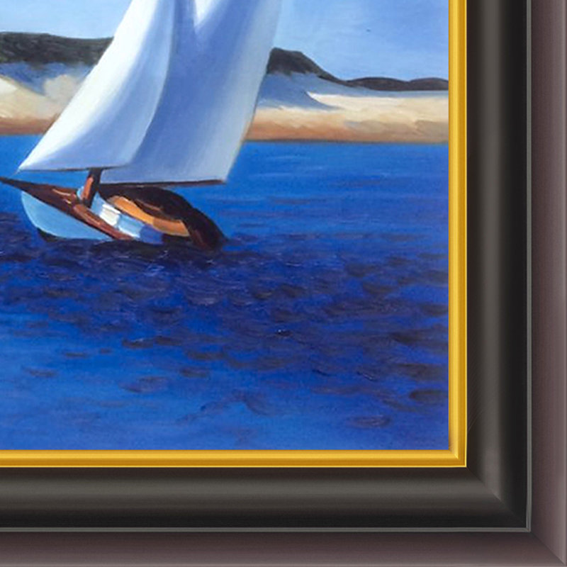 « the long leg » par edward trémie, peinture encadrée, H 26 po x l 30 po x P 2 po, Encadré opulent