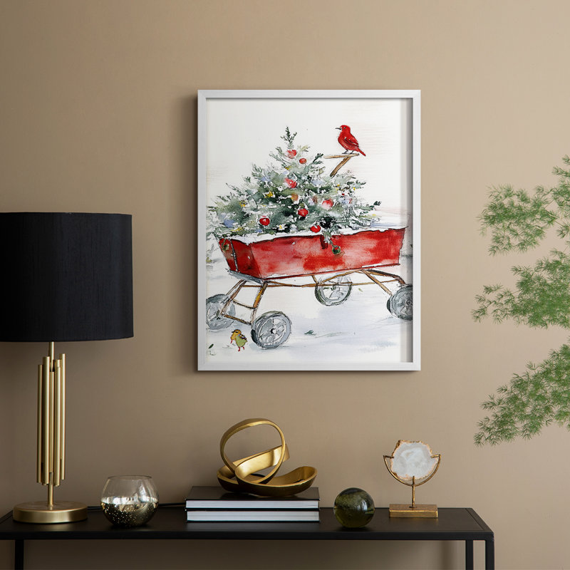 «Christmas Holiday Art Cxxxvi», reproduction d'art encadrée - bois massif, H 21 po x l 17 po, Blanc