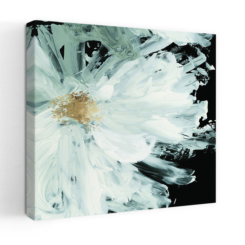 Pivoine noire abstraite, art floral contemporain audacieux, H 18 po x l 18 po