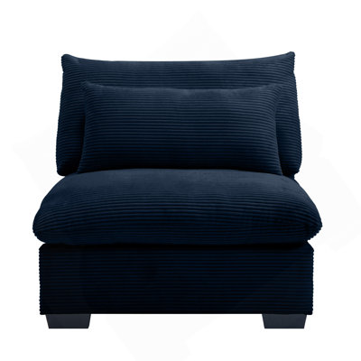 Canapé sans accoudoirs pour une combinaison flexible qui deviendra un canapé 2 places 3 places 4 places; Canapé sans accoudoirs avec tissu en velours côtelé délicat et doux, éponge à haute résilience et coussin de taille, bleu