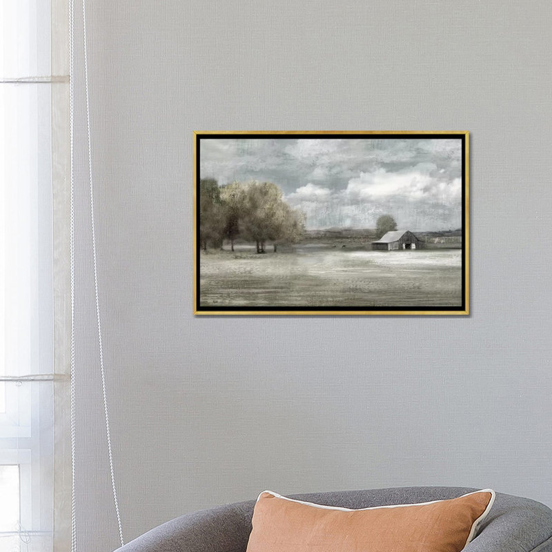 " Country Quiet " by Nan, 18" H x 26" W x 1.5" D, Gold Framed