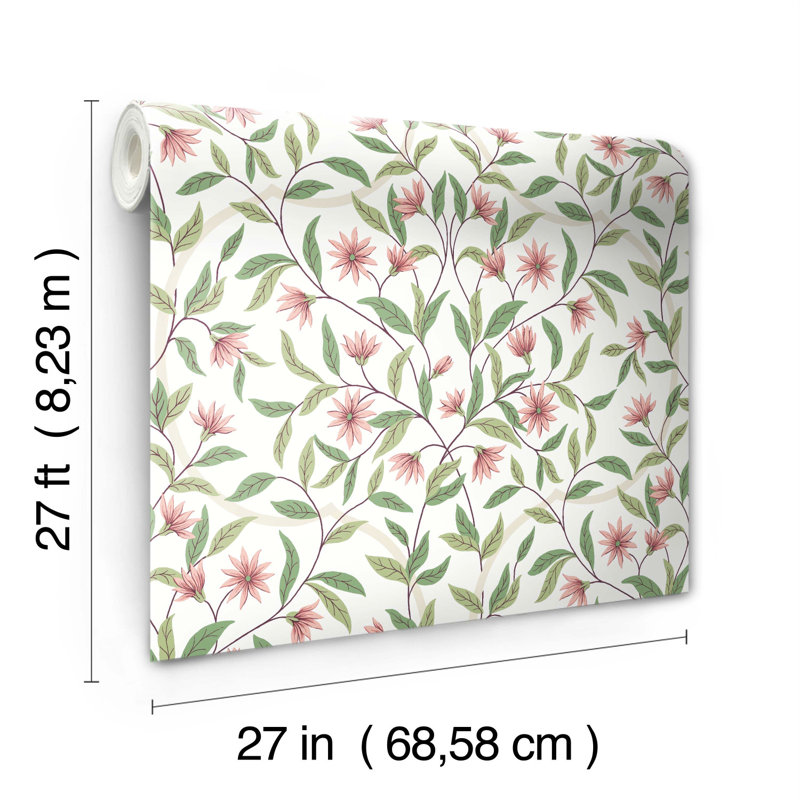 Papier peint floral Helghi, Corail