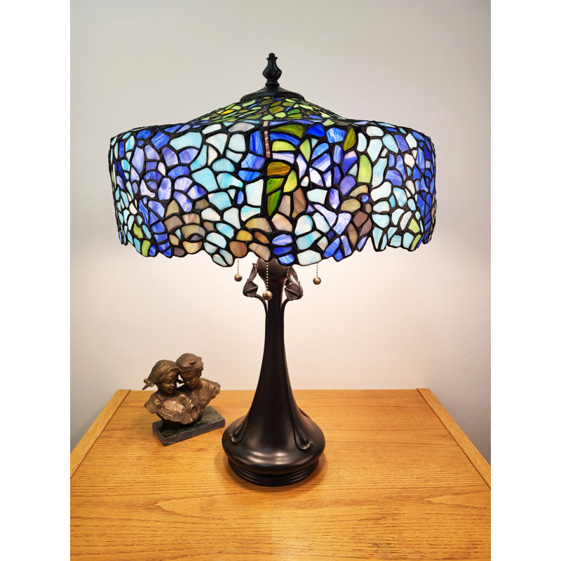 27" Multicolor Stained Glass Table Lamp with Oil Rubbed Base