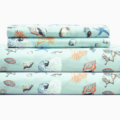 SeaBreeze Comfort Coastal Sheets - Full Size, Soft Microfiber, Comfy Feel, Deep Pockets, Oceanside Print, Breathable Fabric, Relaxing Oceanside Vibes
