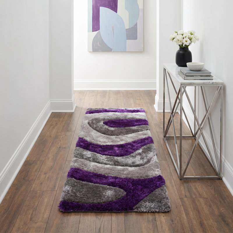 Thionville Shag Purple/Grey Shag Area Rug, Runner 2'3" x 8'