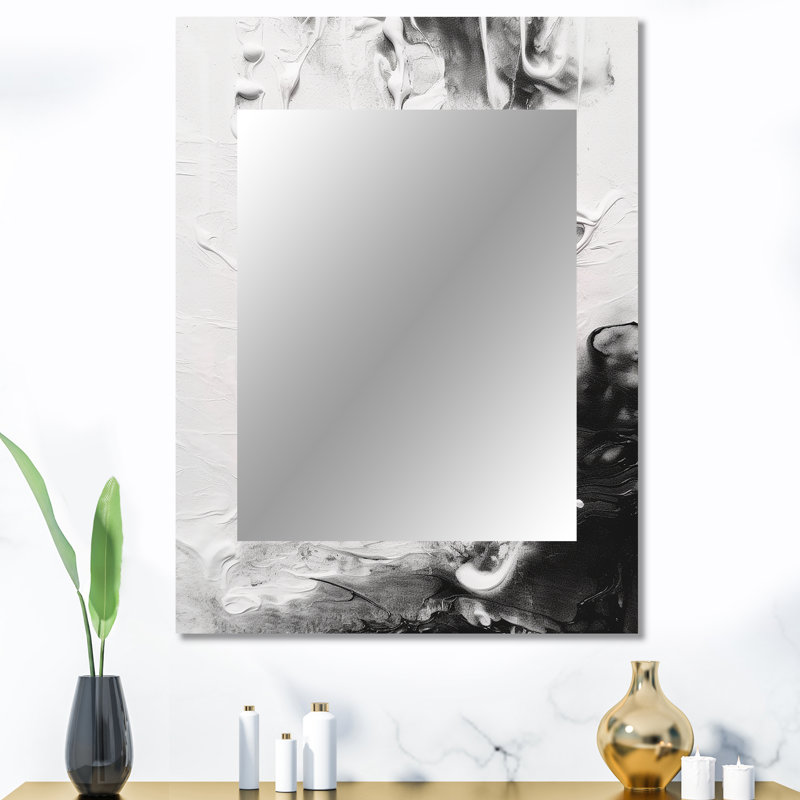 White Twist Watercolor IV - Abstract Painting Decorative Wall Mirror, White Large Mirror, Printed Metal Art, 40" x 30"