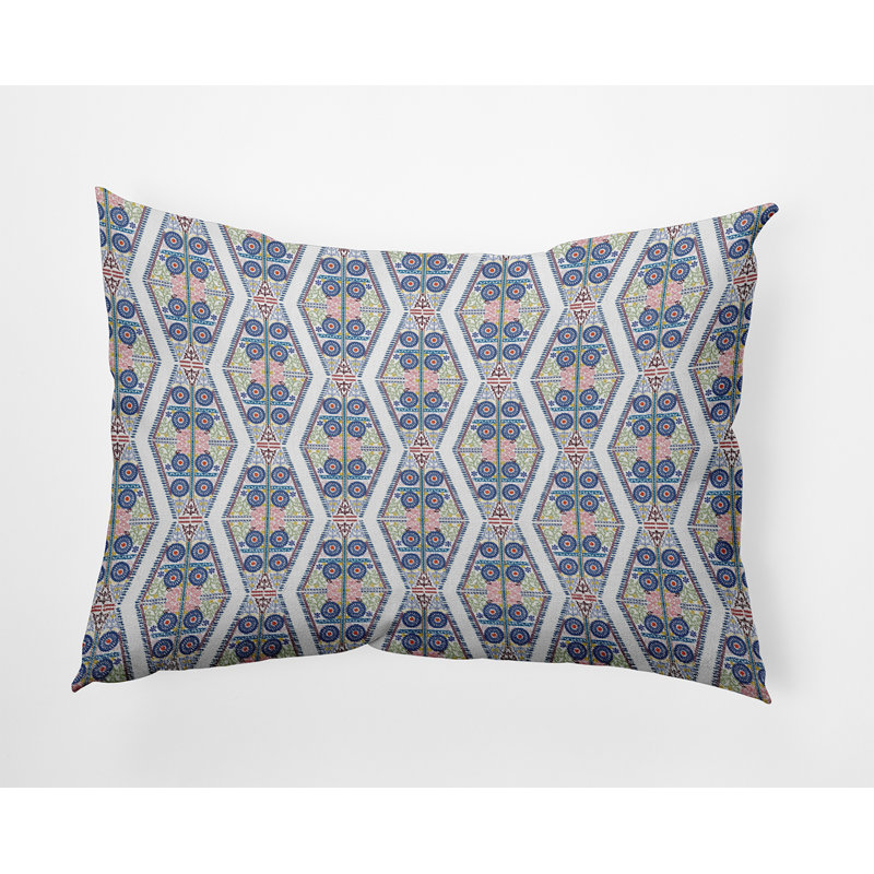 Coussin décoratif géométrique intérieur / extérieur en polyester, H 14 po x l 20 po, Rectangle