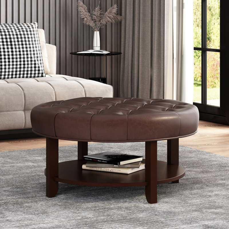 Similicuir brun foncé - Mobilier rond et polyvalent, Marron foncé