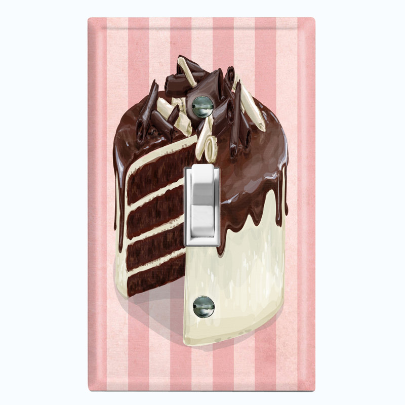 Metal Light Switch Plate Outlet Cover (Chocolate Layered Vanilla Cake Swirls - Single Toggle)