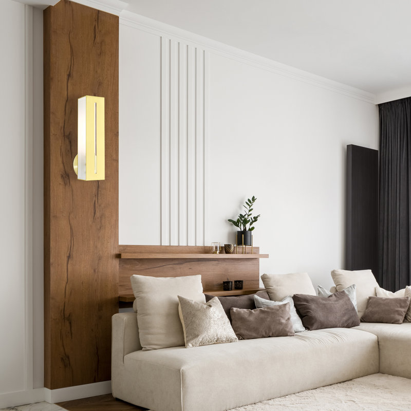 Columbus Steel Armed Sconce, Satin Brass