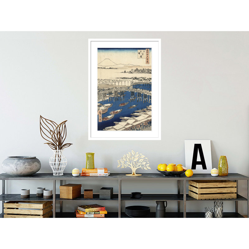 Nihonbashi clearing after snow by Andō Hiroshige -Framed Giclee Print, 41.5" H x 29.74" W