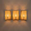 Applique murale de salle de bain 3 lumières en laiton brossé moderne à 3 lumières avec abat-jour en verre craquelé doré 24 po