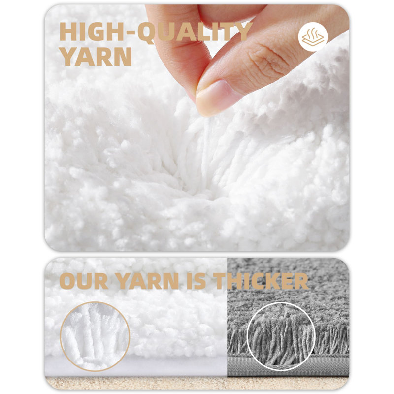 Tapis pour salle de bain Amijan, Blanc, L 16 po x L 24 po