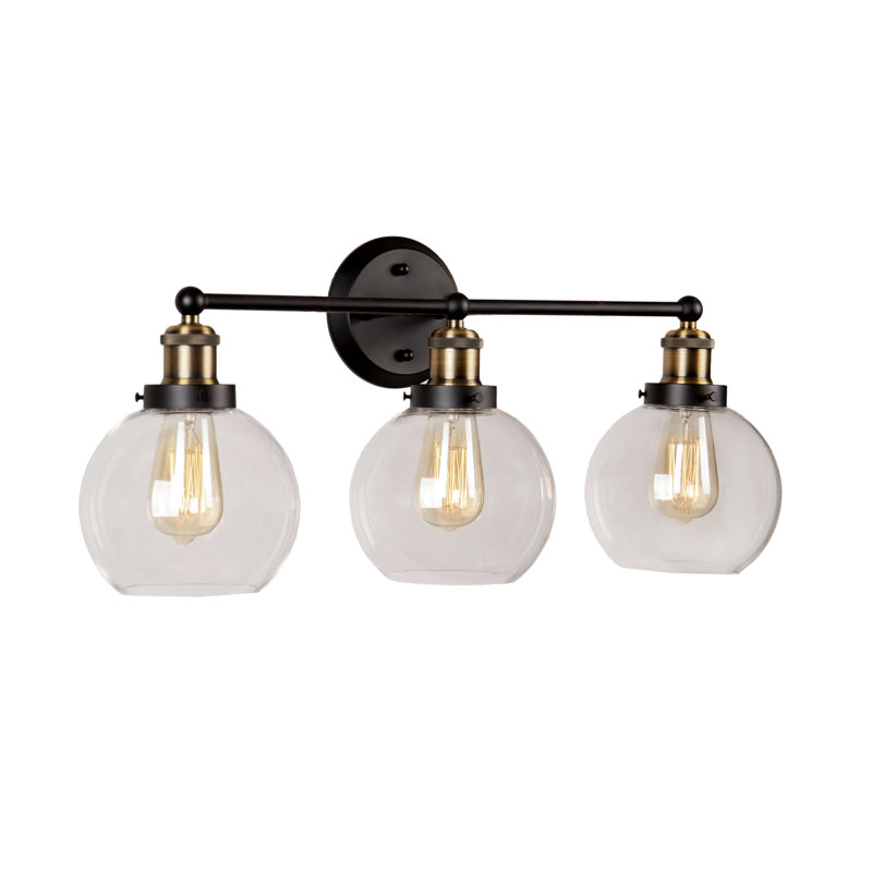 Antique Bronze 3-Light Vanity Fixture with Clear Glass Shades