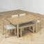 Ensemble de table de salle à manger 6 pièces, structure en bois massif, chaises rembourrées, banc peu encombrant, ferme moderne, salle à manger-1542009482