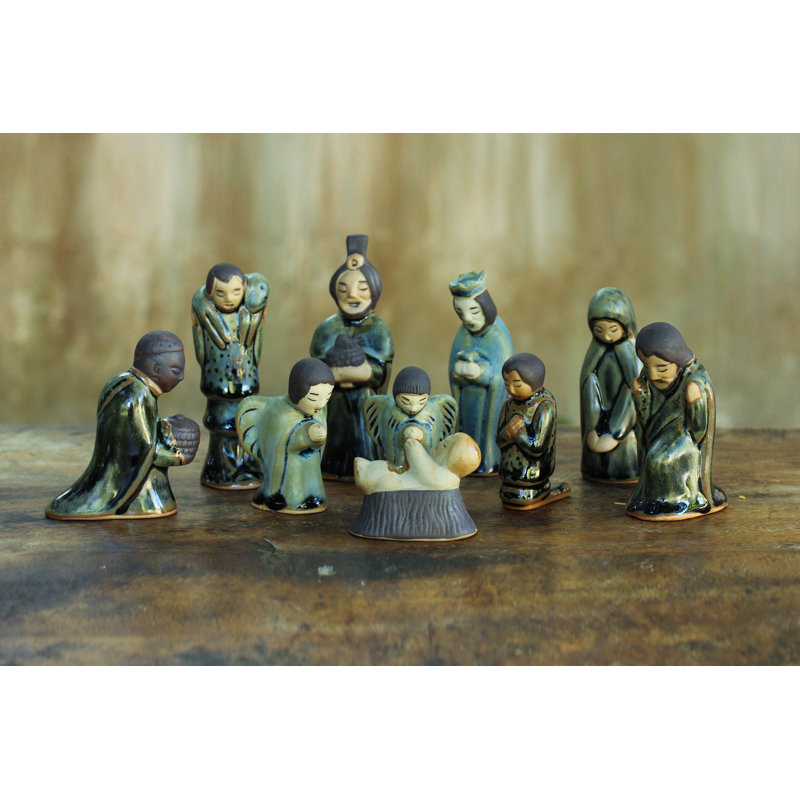 Ensemble de crèche de Noël en céramique 10 pièces Rami Unique