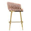 Ensemble de 2 tabourets de bar 26 po à hauteur de comptoir avec dossier ondulé à la main, base chromée dorée et repose-pieds (ROSE)