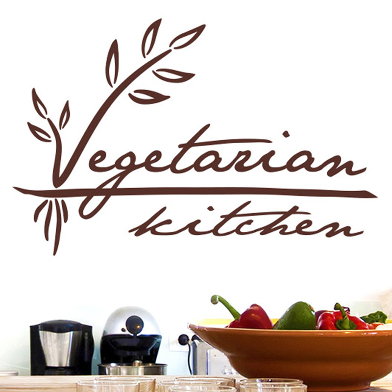 Vegetarian Kitchen Wall Sticker, Large, Brown