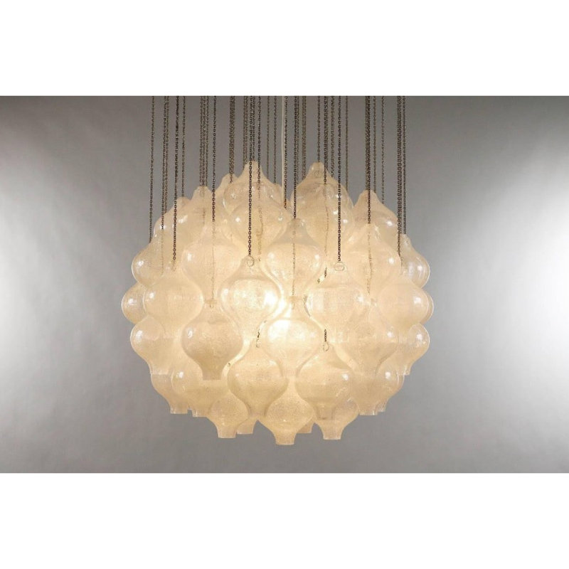 Lustre tulipan Kalmar, Transparent, Laiton poli, 19” Diameter x 10” Min Height-44” Max Height