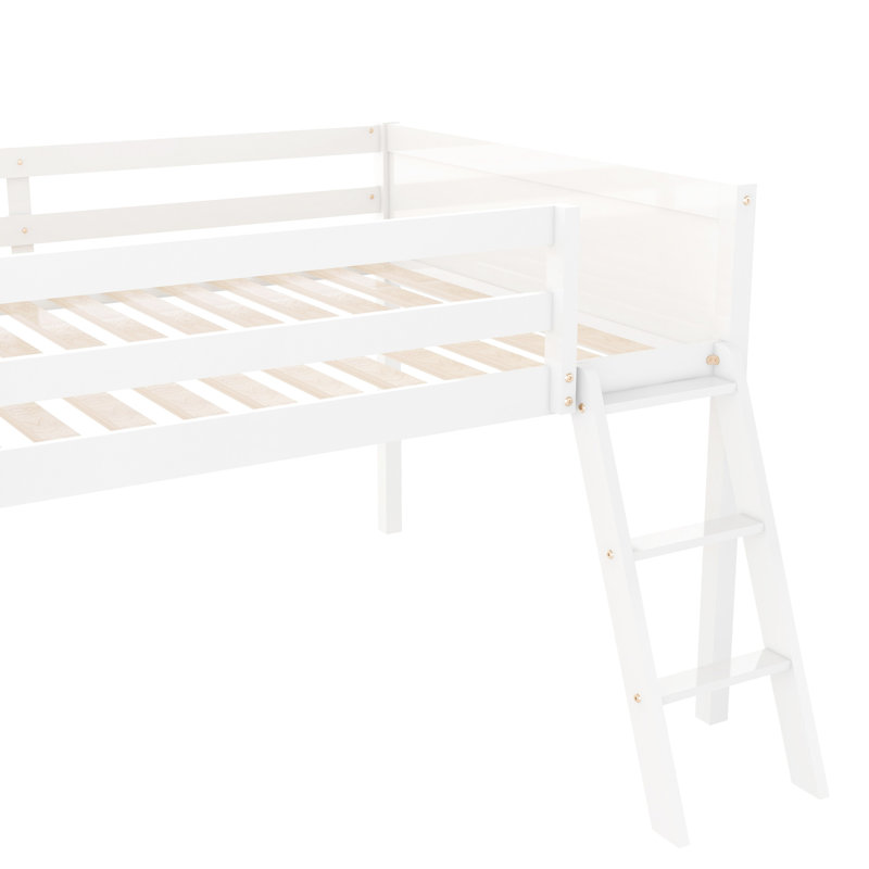 Lit mezzanine double en bois pleine grandeur avec lit convertible pour chambre d'adulte - Élégant lit bas réglable sans sommier