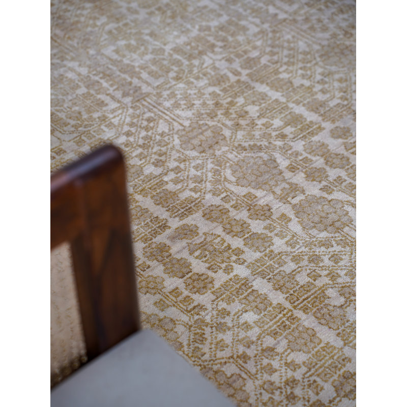 Tapis d'intérieur brun clair en laine noué à la main, Rectangle de 5 pi x 8 pi